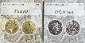 PESETA SYSTEM: JUAN CARLOS I
Lote 2 monedas 10 y 20 Euro. 2008. JOYAS NUMISMÁTICAS. AU, AR. Áureo romano y Dracma. En estuches originales con certifi...
