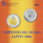 PESETA SYSTEM: JUAN CARLOS I
Set 2 monedas 10 y 300 Euro. 2006. CAMPEONES DEL MUNDO JAPÓN 2006. AU (17, 2 grs), AR. En estuche original con certifica...