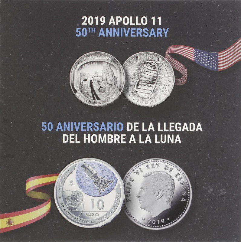 PESETA SUSTEM: FELIPE VI
Set 2 monedas 10 Euro y 1/2 Dollar. 2019. 50 ANIVERSAR...