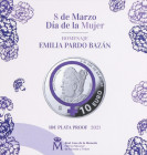 PESETA SUSTEM: FELIPE VI
10 Euro. 2021. 8 de MARZO. DÍA DE LA MUJER. HOMENAJE A EMILIA PARDO BAZÁN. AR. Tirada: 8.000 piezas. En estuche original con...