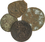 LOTS AND COLLECTIONS
Lote 4 monedas. FELIPE II a FERNANDO VII. 2 cuartos Felipe II Cuenca, 8 maravedís 1664 Felipe IV Coruña, 3 cuartos 1823 Fernando...