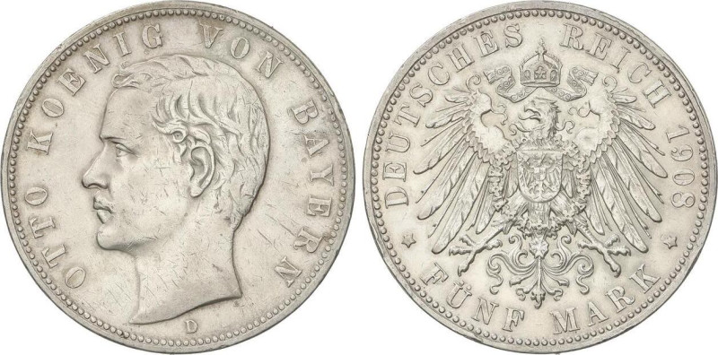 WORLD COINS: GERMAN STATES
5 Mark. 1908-D. OTTO. BAYERN. 27,63 grs. AR. (Golpec...