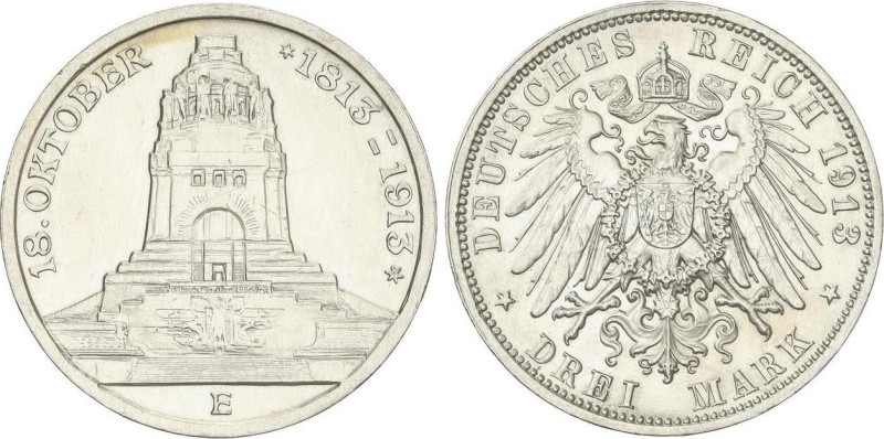 WORLD COINS: GERMAN STATES
3 Mark. 1913-E. FRIEDRICH AUGUST III. SAXONY-ALBERTI...