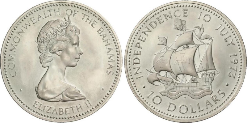 WORLD COINS: BAHAMAS
10 Dollars. 1973-FM. ELIZABETH II. 49,41 grs. AR. 10 julio...