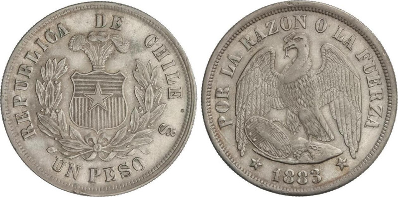 WORLD COINS: CHILE
1 Peso. 1883. SANTIAGO. 24,8 grs. AR. (Leves golpecitos en c...