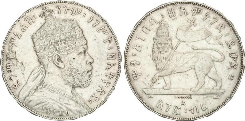 WORLD COINS: ETHIOPIA
Birr. 1889-A. MENELIK II. 27,93 grs. AR. (Golpecitos). KM...