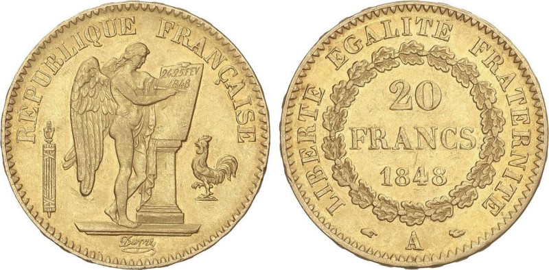 WORLD COINS: FRANCE
20 Francs. 1848-A. II REPÚBLICA. PARÍS. 6,4 grs. AU (900). ...