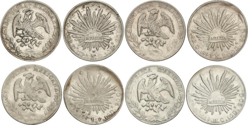 WORLD COINS: MEXICO
Lote 4 monedas 8 Reales. 1889, 1892, 1893 y 1894. DURANGO. ...