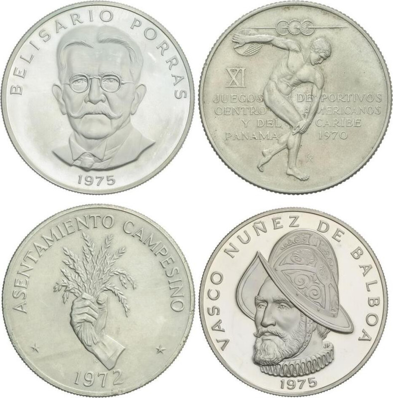 WORLD COINS: PANAMA
Lote 4 monedas 1 y 5 (3) Balboas. 1970 a 1975. AR. Todas di...