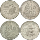 WORLD COINS: PERU
Lote 4 monedas 1 Sol (2), 50 y 100 Soles de oro. 1869, 1926, 1971 y 1973. AR. Todas diferentes y de plata. A EXAMINAR. KM-196.3, 21...