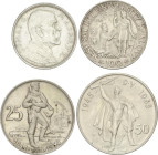 WORLD COINS: CZECH REPUBLIC
Lote 4 monedas 10, 25, 50, 100 Korun. 1928 a 1955. AR. EBC- a EBC+.