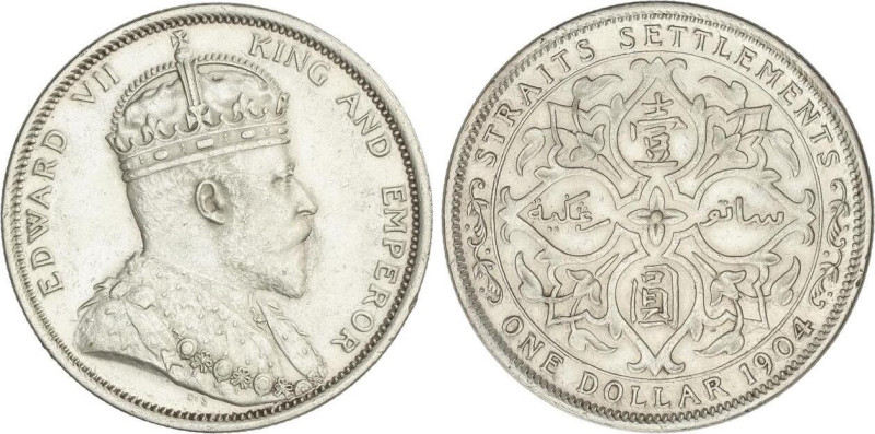 WORLD COINS: STRAITS SETTLEMENTS
1 Dollar. 1904. EDWARD VII. 26,89 grs. AR. KM-...