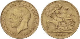 WORLD COINS: SOUTH AFRICA
Sovereign. 1930-SA. GEORGE V. AU (917). (Pequeñas rayitas). Fr-5; KM-A22. EBC.