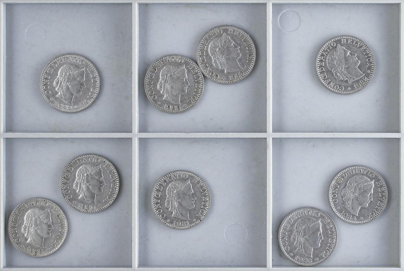 WORLD COINS: SWITZERLAND
Lote 9 monedas 20 Rappen. 1925, 26, 29, 30, 31, 32, 33...