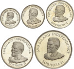 WORLD COINS: SWAZILAND
Set 5 monedas 5 Cent a 1 Luhlanga. 1968. AR. Conmemorativa de la Independencia. PROOFSET en estuche original. Tirada 10.000 es...