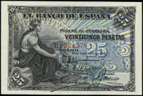 SPANISH BANK NOTES: BANCO DE ESPAÑA
25 Pesetas. 24 Septiembre 1906. Serie B. Ed-314a. MBC+.