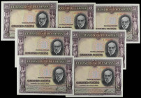 SPANISH BANK NOTES: CIVIL WAR, REPUBLICAN ZONE
Lote 7 billetes 50 Pesetas. 22 Julio 1935. Ramón y Cajal. Sin Serie. Todos correlativos. (Arruguitas y...