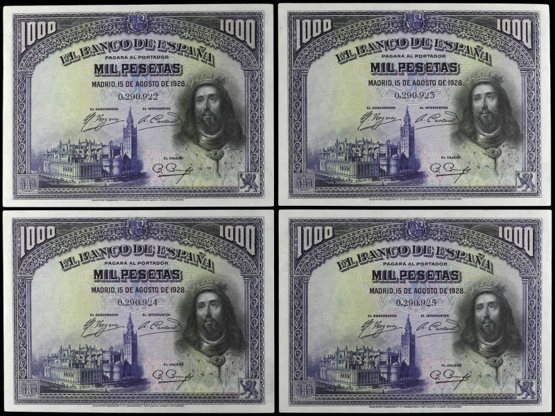 SPANISH BANK NOTES: CIVIL WAR, REPUBLICAN ZONE
Lote 4 billetes 1.000 Pesetas. 1...