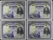 SPANISH BANK NOTES: CIVIL WAR, REPUBLICAN ZONE
Lote 4 billetes 1.000 Pesetas. 15 Agosto 1928. San Fernando. Cuarteto correlativo. (Pequeñas arruguita...