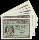 SPANISH BANK NOTES: ESTADO ESPAÑOL
Lote 14 billetes 1 Peseta. 30 Abril 1938. Serie A, C, G, L y N. Incluye correlativos. Ed-428, 428a, 428b. EBC- a E...