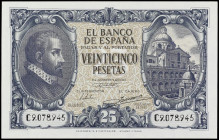 SPANISH BANK NOTES: ESTADO ESPAÑOL
25 Pesetas. 9 Enero 1940. Herrera. Serie C. (Arruguitas). Ed-436a. EBC+.