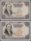 SPANISH BANK NOTES: ESTADO ESPAÑOL
Lote 2 billetes 25 Pesetas. 19 Febrero 1946. Florez Estrada. Serie F. Ed-450a. SC-.