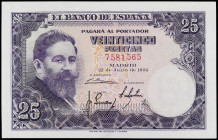 SPANISH BANK NOTES: ESTADO ESPAÑOL
25 Pesetas. 22 Julio 1954. Albéniz. Sin Serie. Ed-467. EBC+.