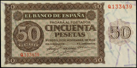 SPANISH BANK NOTES: ESTADO ESPAÑOL
50 Pesetas. 21 Noviembre 1936. Serie Q. Ed-420a. SC-.