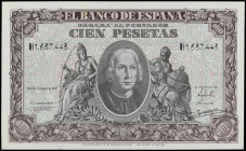 SPANISH BANK NOTES: ESTADO ESPAÑOL
100 Pesetas. 9 Enero 1940. Colón. Serie H. (Arruga en margen derecho y alguna manchita). Ed-438a. SC-.