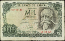 SPANISH BANK NOTES: ESTADO ESPAÑOL
1.000 Pesetas. 17 Septiembre 1971. FALSO de ÉPOCA. Echegaray. Serie U. Ed-474F. MBC-.