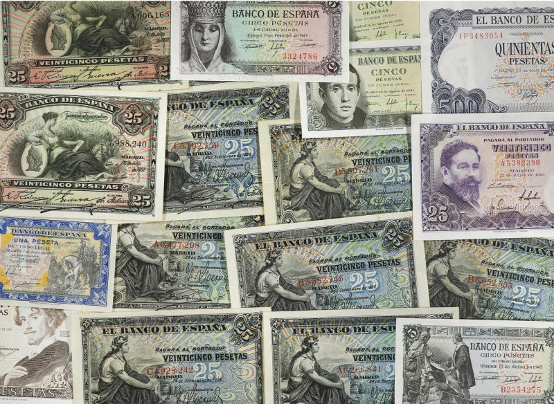 SPANISH BANK NOTES: LOTS AND COLLECTIONS
Lote 99 billetes. 1906 a 1970. Muchos ...