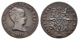 Isabel II (1833-1868). 1 maravedí. 1842. Segovia. (Cal-568). Ae. 1,86 g. Cospel doble. Rara. EBC-. Est...175,00.