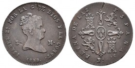 Isabel II (1833-1868). 2 maravedís. 1858. Barcelona. (Cal-538). Ae. 2,29 g. Ligera grieta. Escasa. MBC+. Est...40,00.