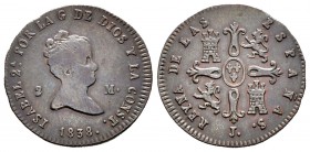 Isabel II (1833-1868). 2 maravedís. 1838. Jubia. (Cal-539). Ae. 2,12 g. MBC. Est...45,00.