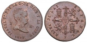 Isabel II (1833-1868). 2 maravedís. 1838. Jubia. (Cal-539). Ag. 2,36 g. MBC+/EBC-. Est...75,00.