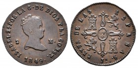 Isabel II (1833-1868). 2 maravedís. 1849. Jubia. (Cal-548). Ae. 2,46 g. Marca de ceca JA. MBC+/EBC-. Est...35,00.