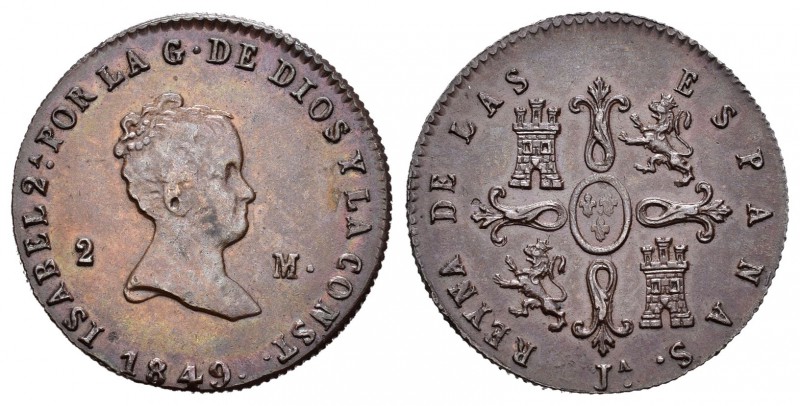 Isabel II (1833-1868). 2 maravedís. 1849. Jubia. (Cal-548). Ae. 2,62 g. EBC-. Es...