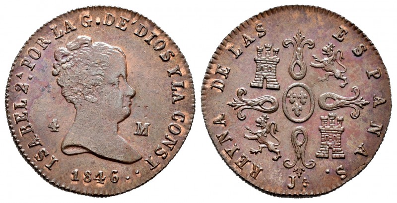 Isabel II (1833-1868). 4 maravedís. 1846. Jubia. (Cal-516). Ae. 4,70 g. Ligero d...
