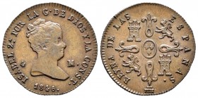 Isabel II (1833-1868). 4 maravedís. 1846. Segovia. (Cal-532). Ae. 4,67 g. EBC. Est...80,00.