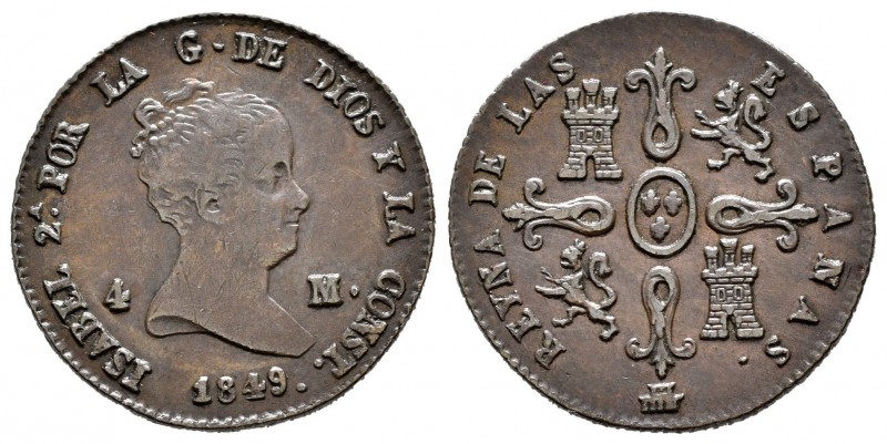 Isabel II (1833-1868). 2 maravedís. 1849. Segovia. (Cal-535). Ae. 4,93 g. MBC+. ...