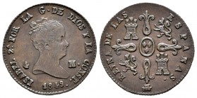 Isabel II (1833-1868). 2 maravedís. 1849. Segovia. (Cal-535). Ae. 4,93 g. MBC+. Est...30,00.