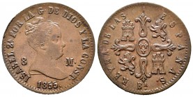 Isabel II (1833-1868). 8 maravedís. 1855. Barcelona. (Cal-470). Ae. 9,79 g. MBC+. Est...65,00.