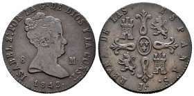 Isabel II (1833-1868). 8 maravedís. 1842. Jubia. (Cal-480). Ae. 10,01 g. Hojita en anverso. MBC+. Est...40,00.