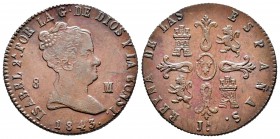 Isabel II (1833-1868). 8 maravedís. 1843. Jubia. (Cal-481). Ae. 8,95 g. MBC+. Est...50,00.