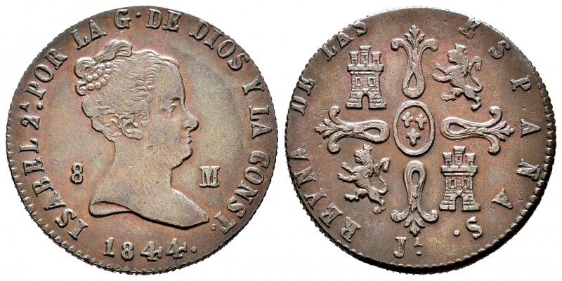 Isabel II (1833-1868). 8 maravedís. 1844. Jubia. (Cal-482). Ae. 10,34 g. Escasa....