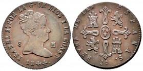 Isabel II (1833-1868). 8 maravedís. 1844. Jubia. (Cal-482). Ae. 10,34 g. Escasa. EBC/EBC-. Est...50,00.