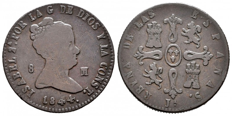 Isabel II (1833-1868). 8 maravedís. 1844. Jubia. (Cal-482 variante). Ae. 10,14 g...