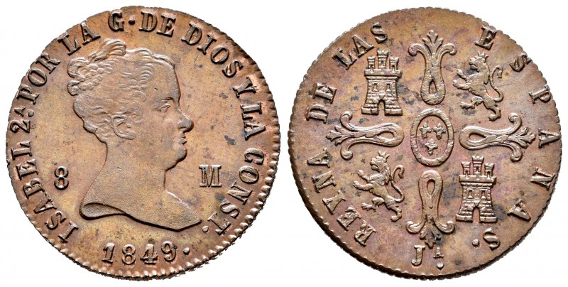 Isabel II (1833-1868). 8 maravedís. 1849. Jubia. (Cal-487). Ae. 10,06 g. Bonito ...
