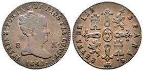 Isabel II (1833-1868). 8 maravedís. 1841. Segovia. (Cal-496). Ae. 9,74 g. EBC-/MBC+. Est...50,00.