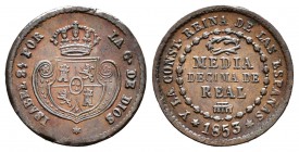 Isabel II (1833-1868). 1/2 décima de real. 1853. Segovia. (Cal-586). Ae. 1,94 g. EBC-. Est...20,00.